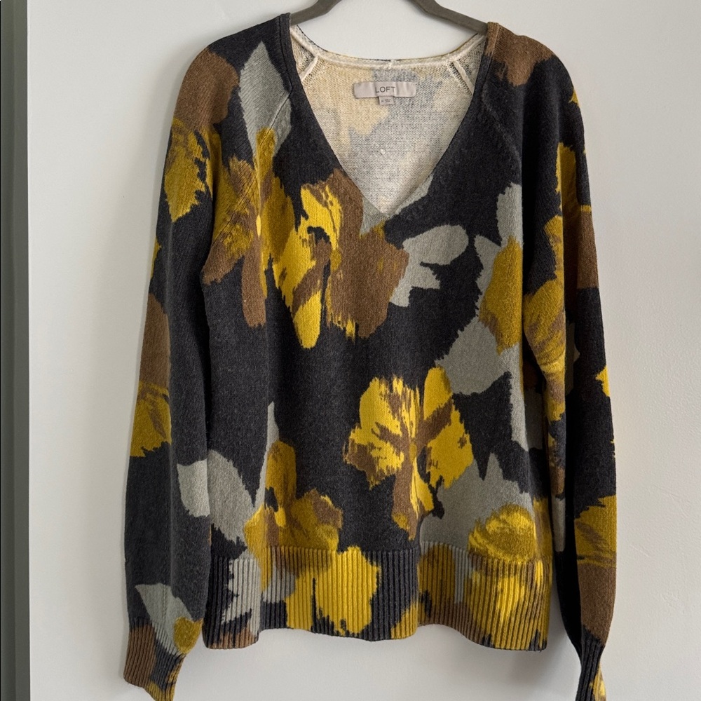 LOFT Multicolor V-Neck Sweater